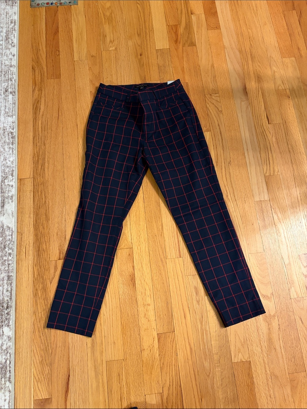 Women’s Navy Blue Windowpane Dress Pants - Tailored Fit